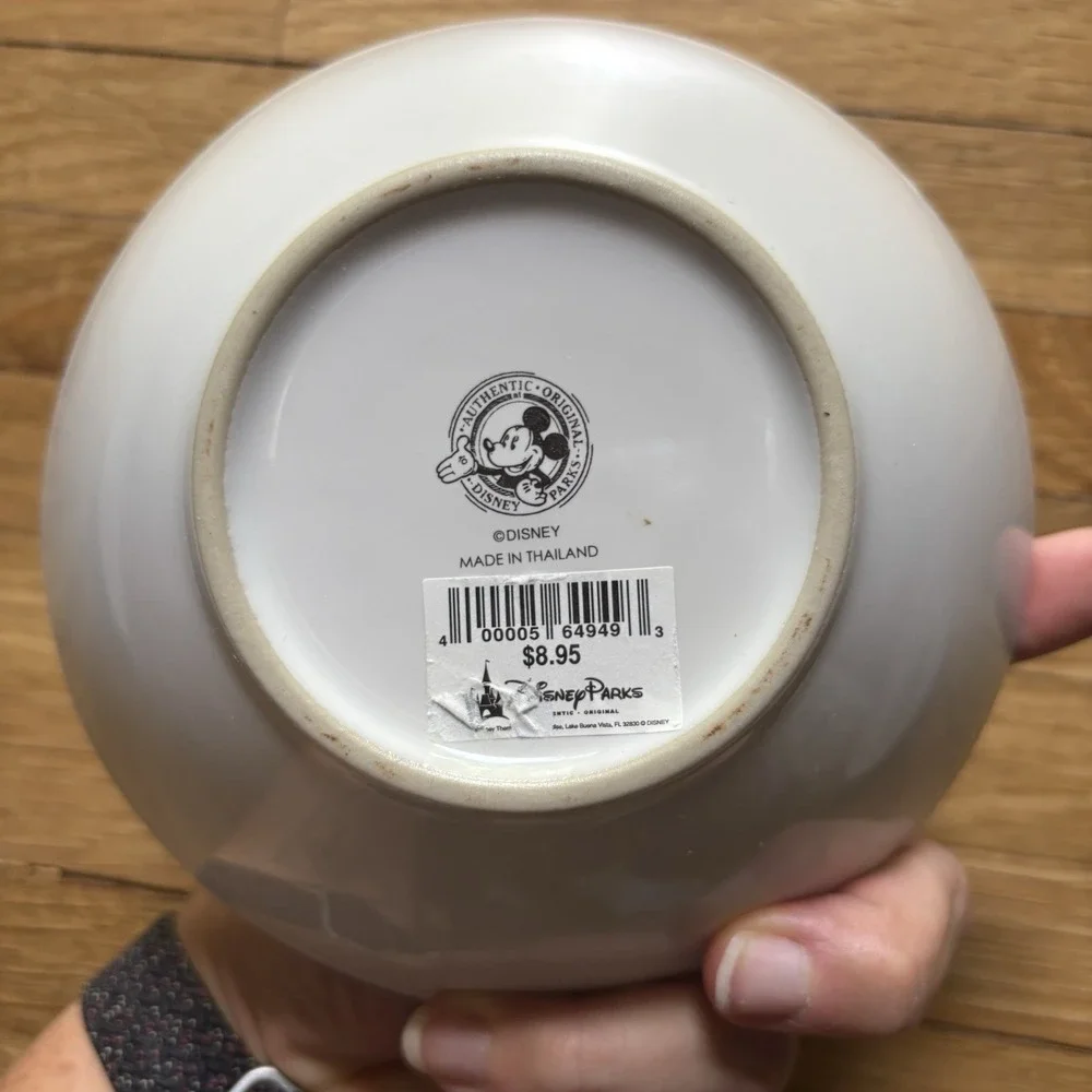 Disney Gourmet Mickey Mouse Black White Ceramic Bowl 6 1/4